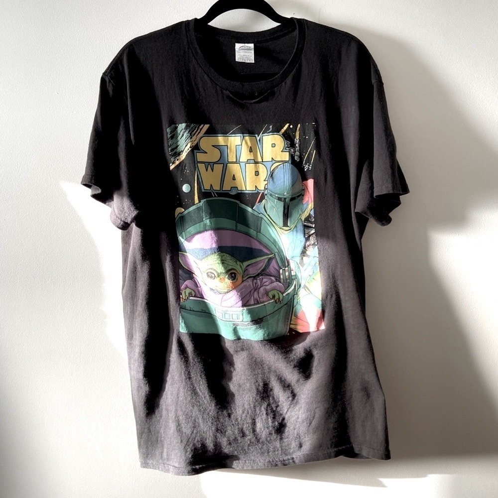 1/1 Mandalorian W Grogu Graphic T-Shirt Large Slight Oversized Box Fit Star Wars